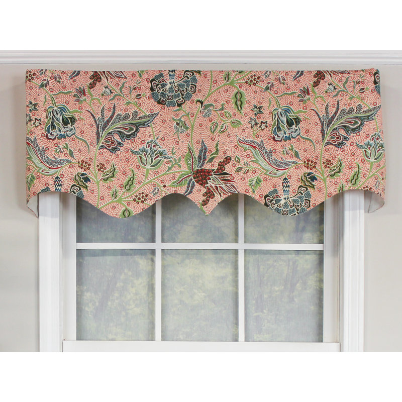 Cotton Blend Floral Scalloped Window Valance