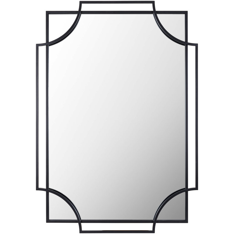 Areyah Metal Flat Wall Mirror, 30" x 20", Black