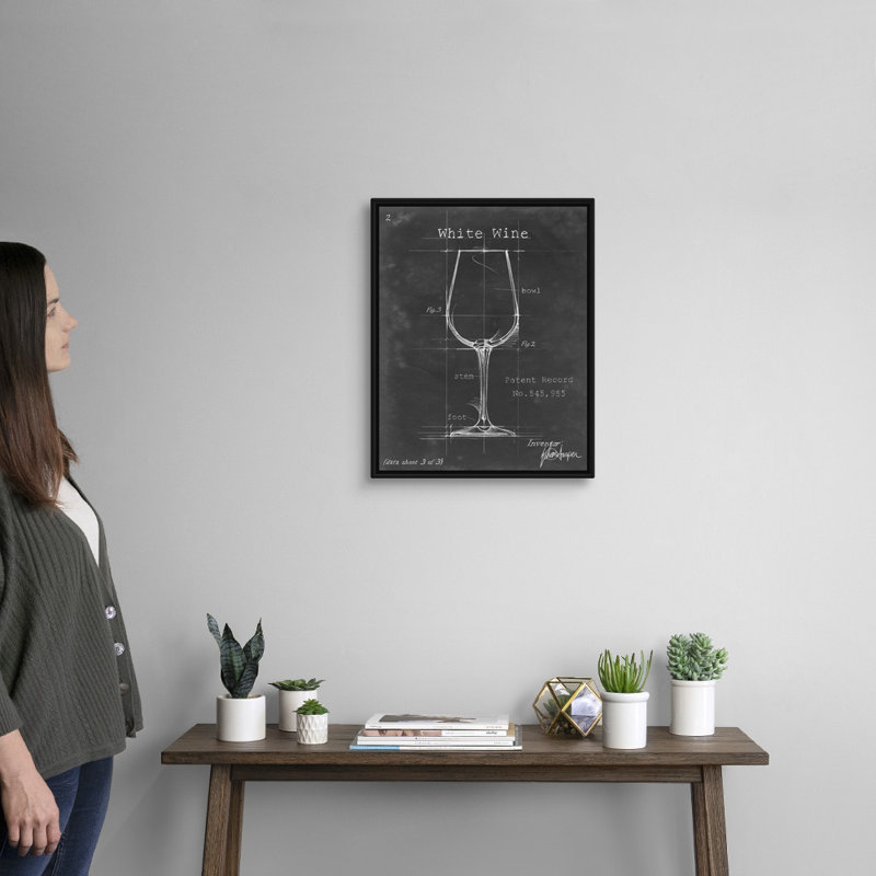 Barware Blueprint IV - Impression sur toile, Cadre flottant noir, H 21,7 po x l 17,7 po x P 1,75 po
