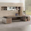 Bureau de direction italien luxueux brun chaud et beige clair à deux tons, table de qualité supérieure pour chef de la direction et responsable-1520070842