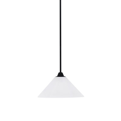 Paramount Stem Hung Pendant Shown In Matte Black Finish With 12" White Marble Glass