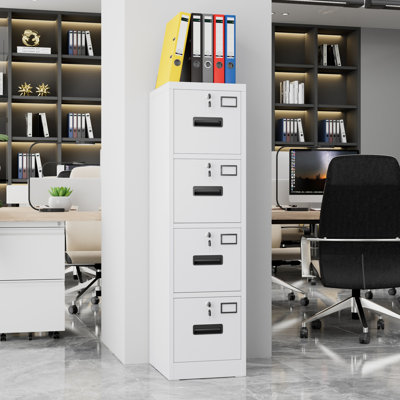 Metal Vertical File Storage Cabinet With 4 Drawer And 4 Lock,office Home File Cabinet With Name Card Holder For A4 Letter/legal Size, 14.96" W X 17.72" D X 54.13" H, Assembly Required