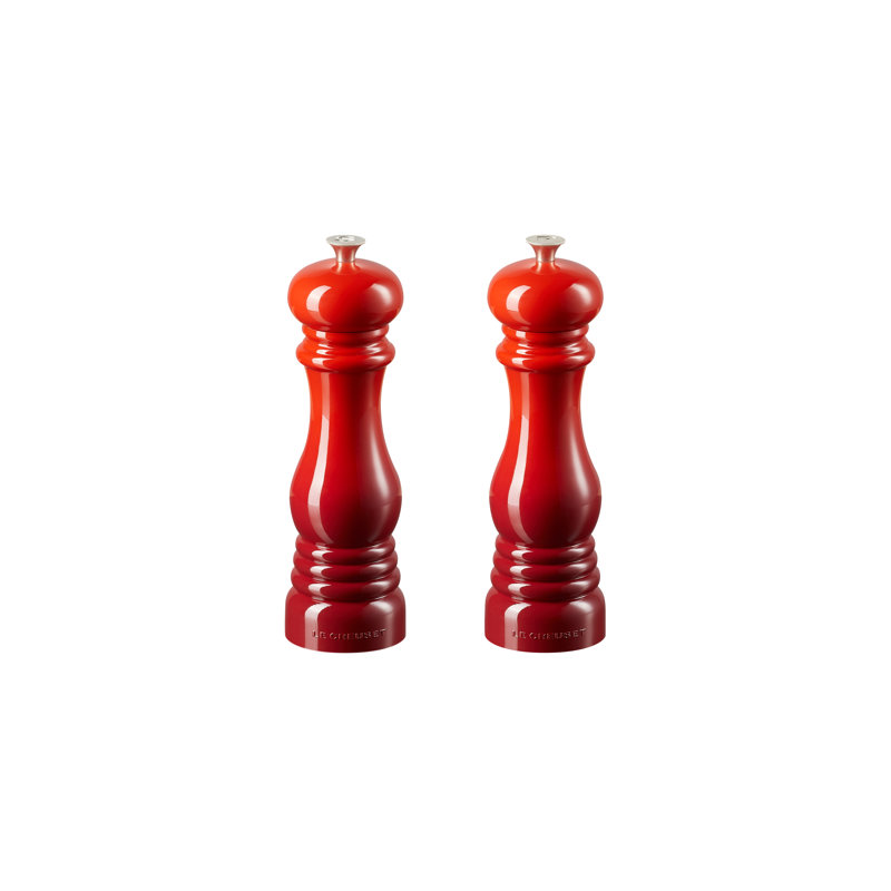 Le Creuset Salt And Pepper Mill Set, 8 In. White, Red