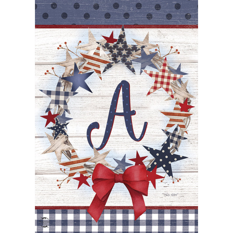 American Wreath Monogram A Garden Flag