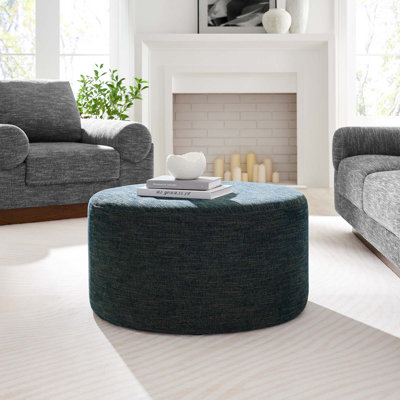 Modway Callum Large 29Round Woven Heathered Fabric Upholstered Ottoman by Modway