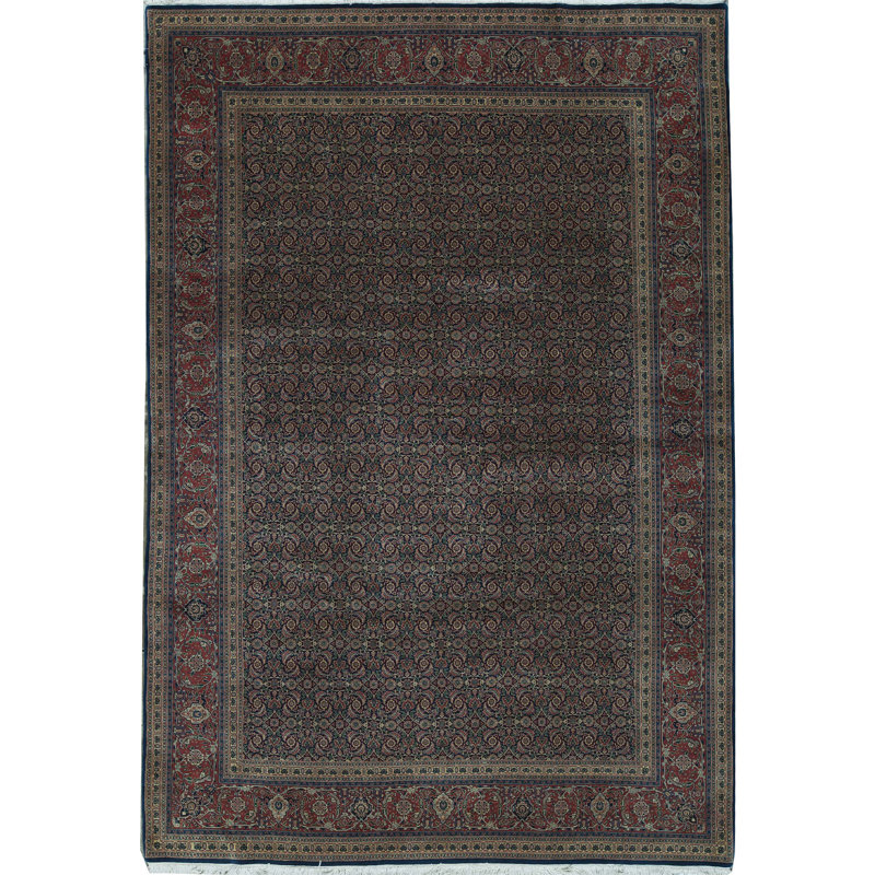 Hand-Knotted High-Quality Navy and Rust Area Rug