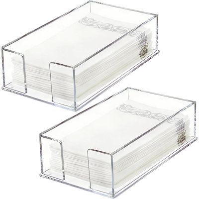 Paquet de 2 porte-serviettes de table en acrylique pour table, porte-serviettes en papier transparent pour comptoir de salle de bain