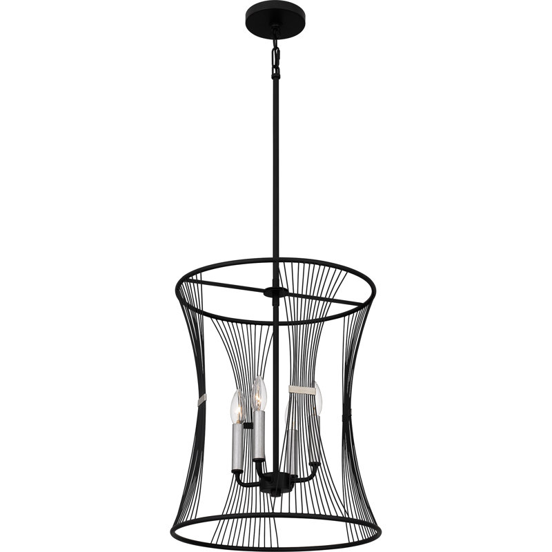 Luminaire suspendu géométrique noir mat à 4 lumières Elliemae
