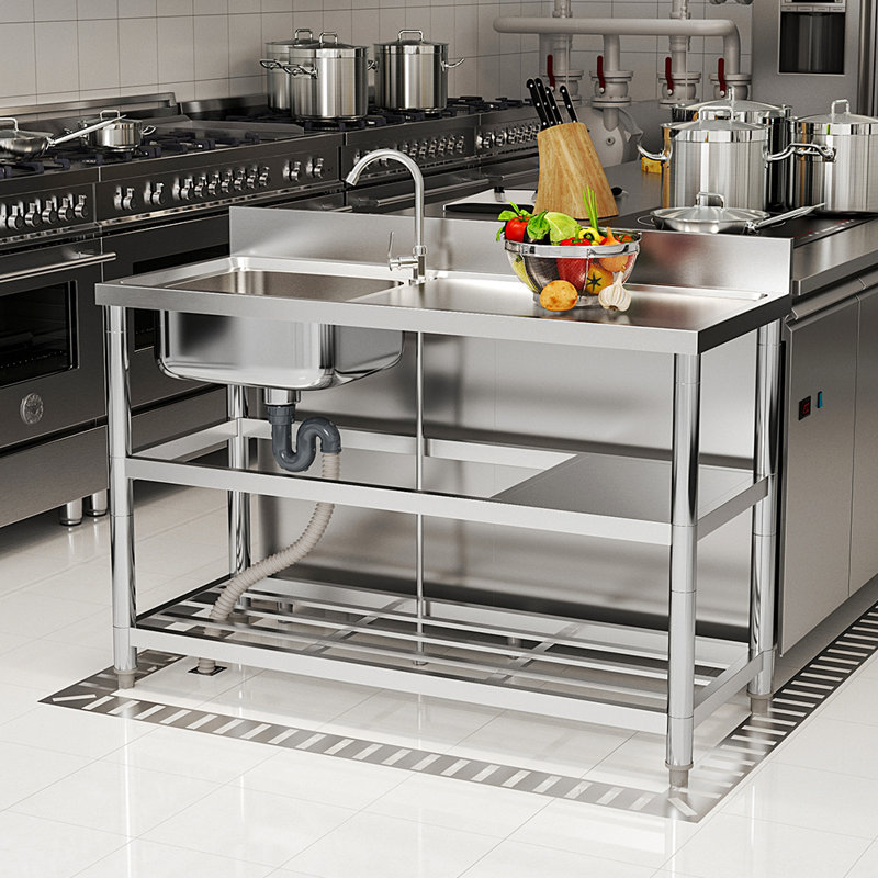 Williston Forge 500mm W Single Bowl Stainless Steel Kitchen Sink with 2 Faucet Holes