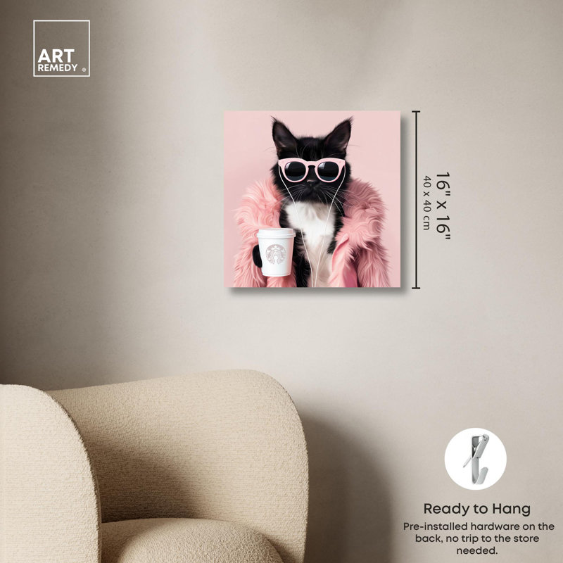 Visage de chat au repos, reproduction d'art sur toile par Art Remedy, H 16 po x l 16 po x P 1,5 po, Toile tendue