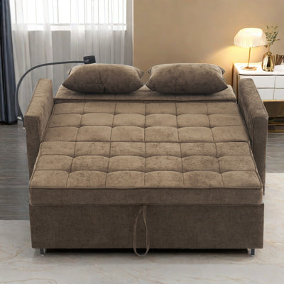 Pastiche Convertible Sofa With A Reversible Backrest Cushion, Side Pockets, Usb Ports, A Phone Holder And Pillows