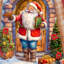 Christmas Figurine in Red/Brown/Blue/Green