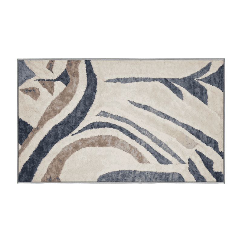 Tapis gris lavable à la machine, Rectangle 4 pi x 6 pi