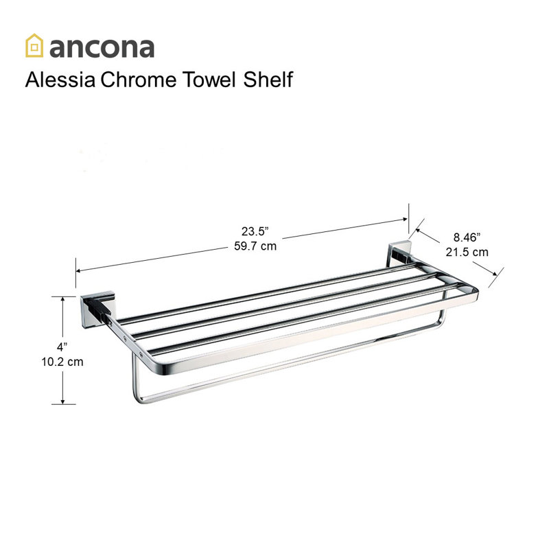 Alessia Metal Floating Shelf with Towel Bar