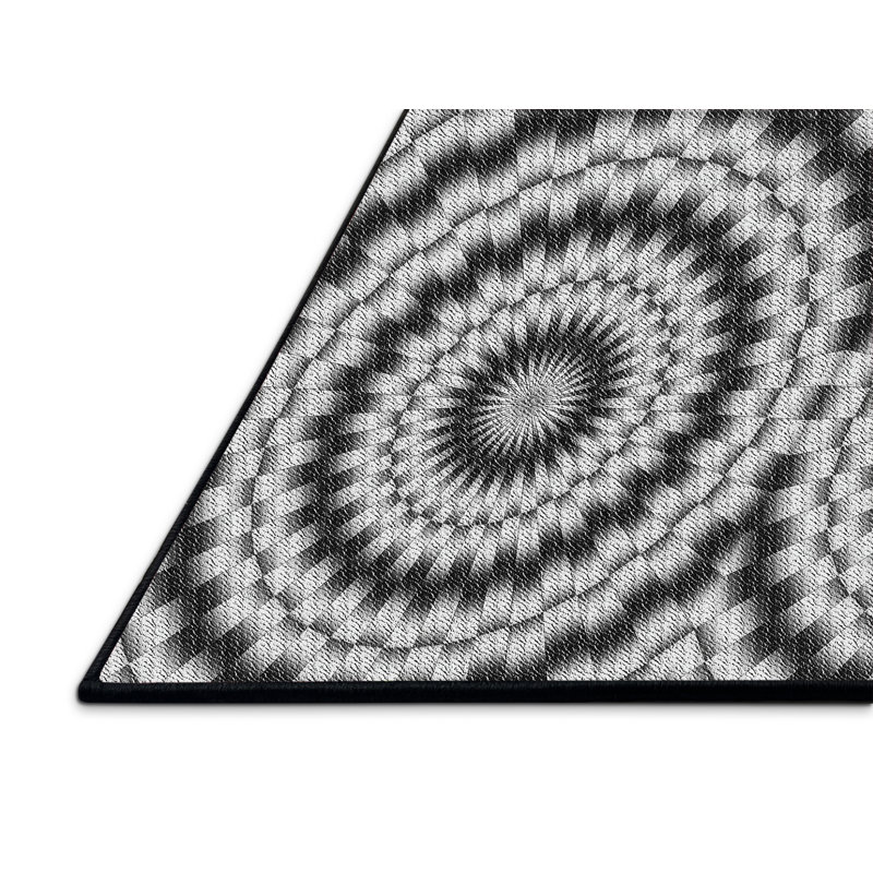 Tapis noir/gris tissé à la machine, Rectangle 7 pi x 10 pi