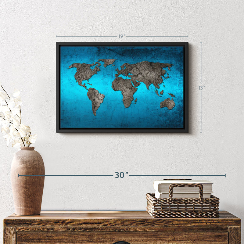 Amnen Ocean World Map Canvas Print, 13" H x 19" W