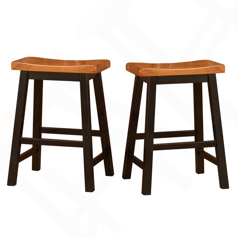 Wood 24" Saddle Stool, Walnut