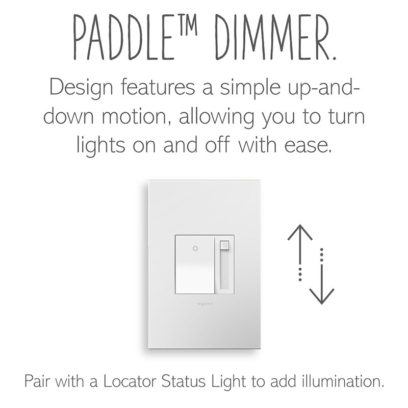 Adorne® Paddle 0-10V Single Pole and 3 Way Dimmer with Microban, White