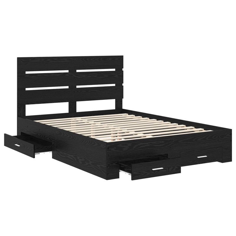Bed Frame, European Kingsize (160 x 200 cm), Black Oak