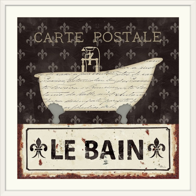 «bain vi, affiche rétro, Cadre blanc, H 24 po x l 24 po x P 1 po