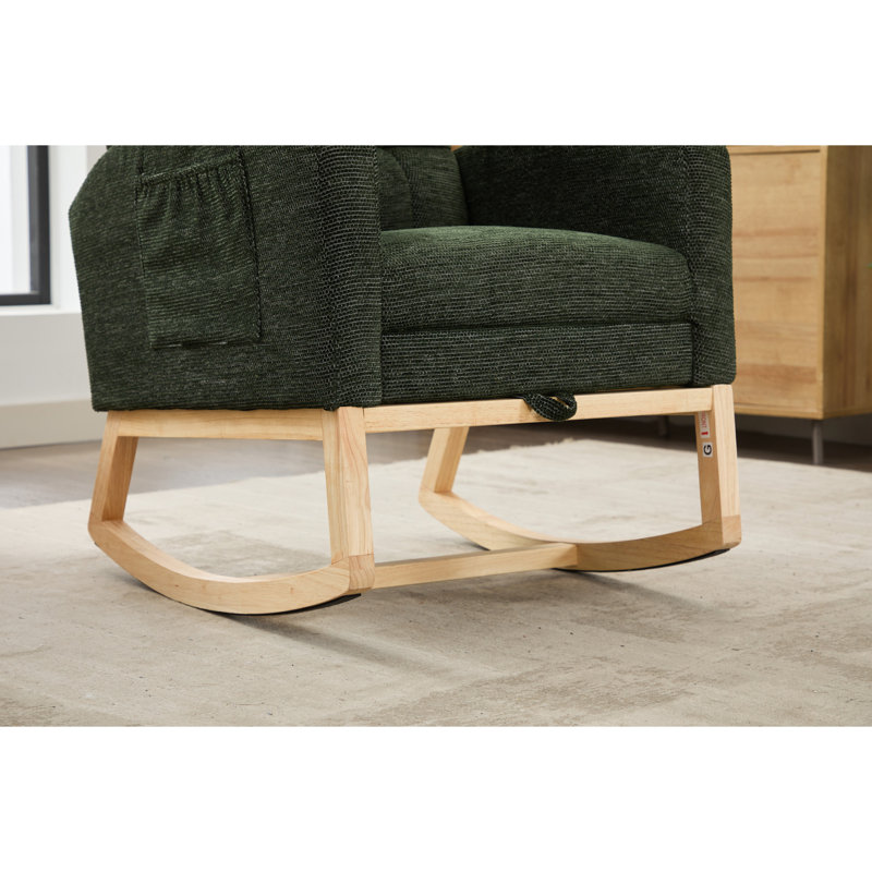 Chaise berçante en mélange moderne avec repose-pieds réglable, ergonomique et bonne capacité de poids, Dark Green