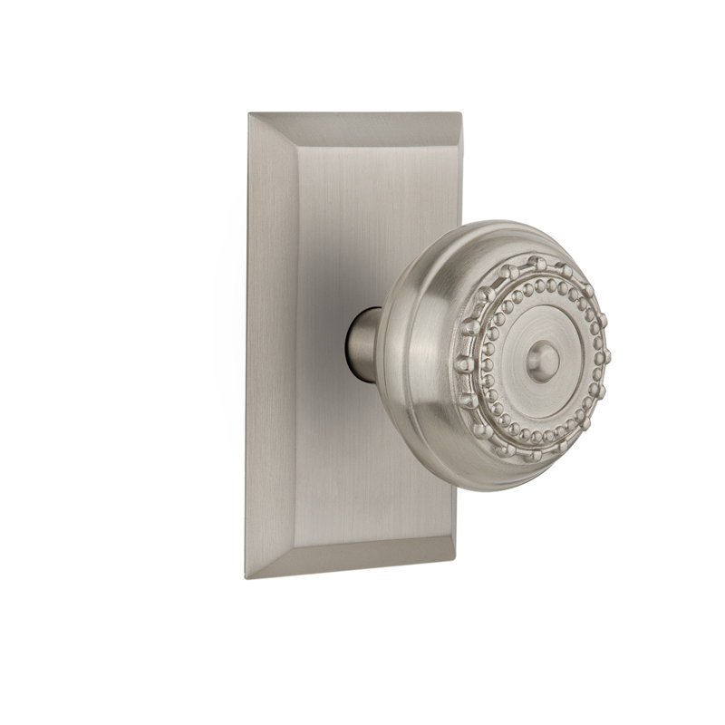 Studio Plate with Meadows Door Knob, Satin Nickel, 2-3/4”