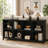 63" W Horizontal Organizer Bookshelf Standard Bookcase Industrial Long Wood Metal Book Shelf for Living Room and Home Office-1744724764