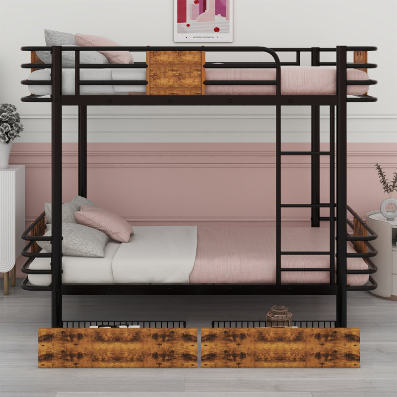 Marchagee Kids Bunk Bed with Drawers, Black
