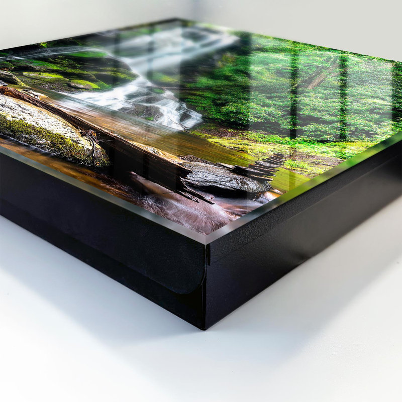 Key box for wall, Opens to the left, 30x30x5, White, A powerful waterfall surrounded by lush greenery, 