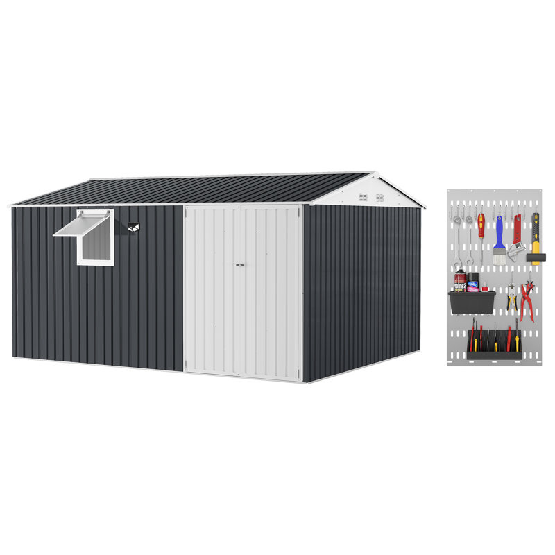 Reinforced Frame Metal Outdoor Storage Storage Unit, Black