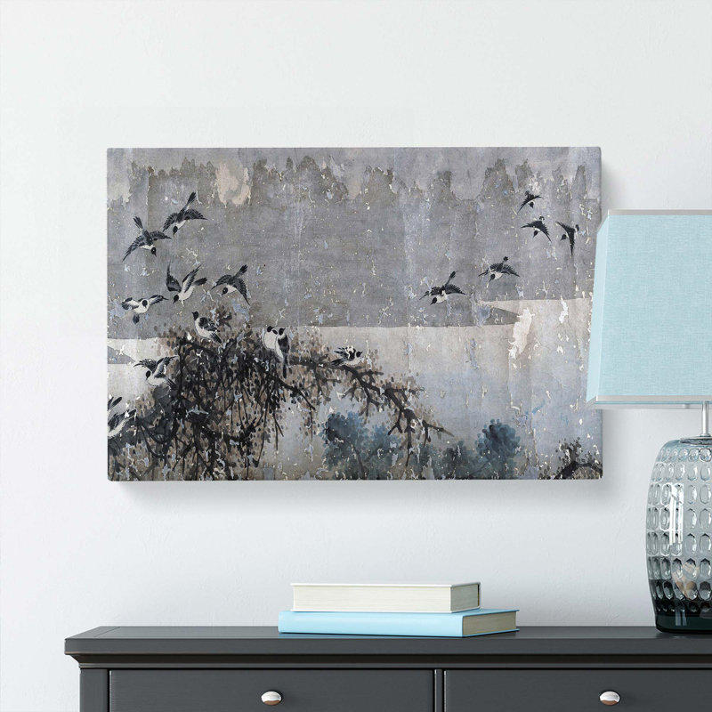 White Breasted Crows Vol.2 by Zha Shibiao - Wrapped Canvas Painting, 35cm H x 50cm W x 3cm D