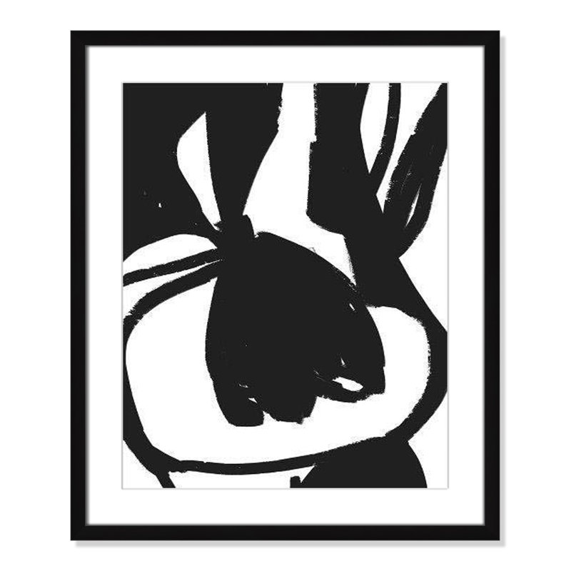«Line Line Collection», Tulipe suspendue sur papier par Leah Straatsma, H 25,5 po x l 21,5 po x P 1,25 po, Cadre noir mat