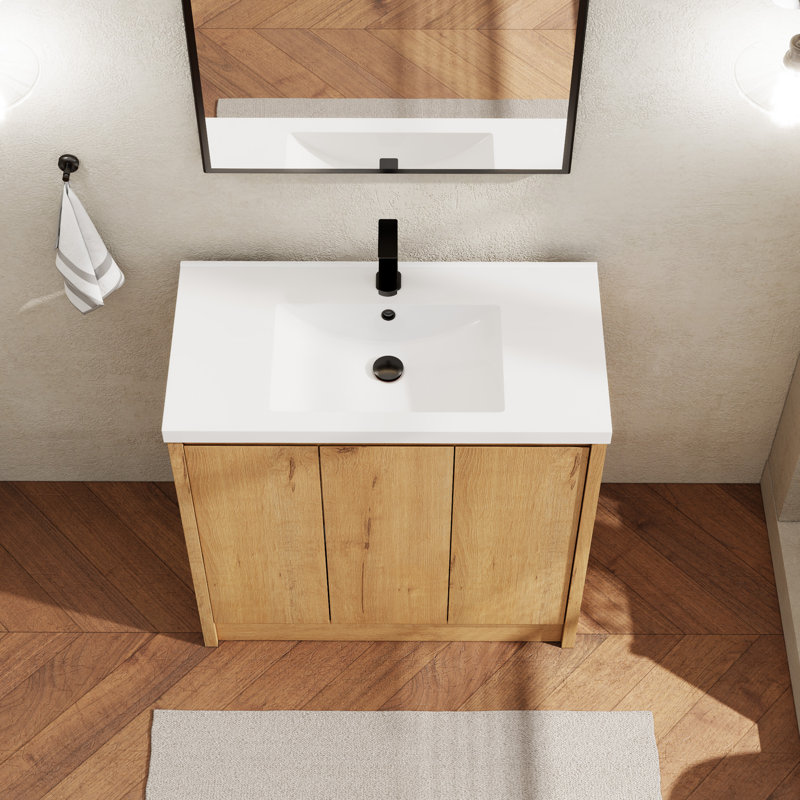 Sharee 36" Wood Bathroom Vanity Set With Sink Top, Faucet And Drain, Beige