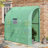 7' X 3' X 7' Lean To Greenhouse, Walk-In Green House, Plant Nursery With 2 Roll-Up Doors And Windows, PE Cover And 3 Wire Shelves, Green