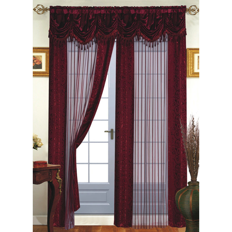 Yarbro Semi Sheer Curtain, Burgundy