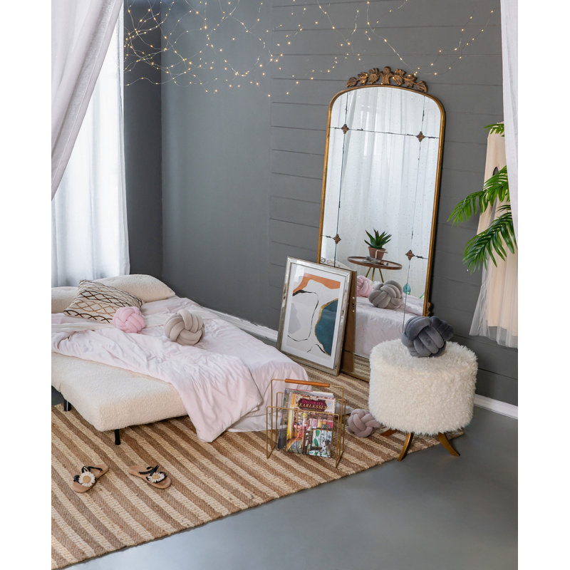 76" X 40" Lavish Full Length Mirror, Antique Gold Metal Floor Mirror For Living Room, Bedroom