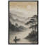 «Serene Mountain River with Boatman and Rising Sun», reproduction d'art sur toile encadrée-120783787-120783789