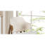 Chaise d'appoint moderne Mid-Century avec dossier à oreilles noyer / beige
