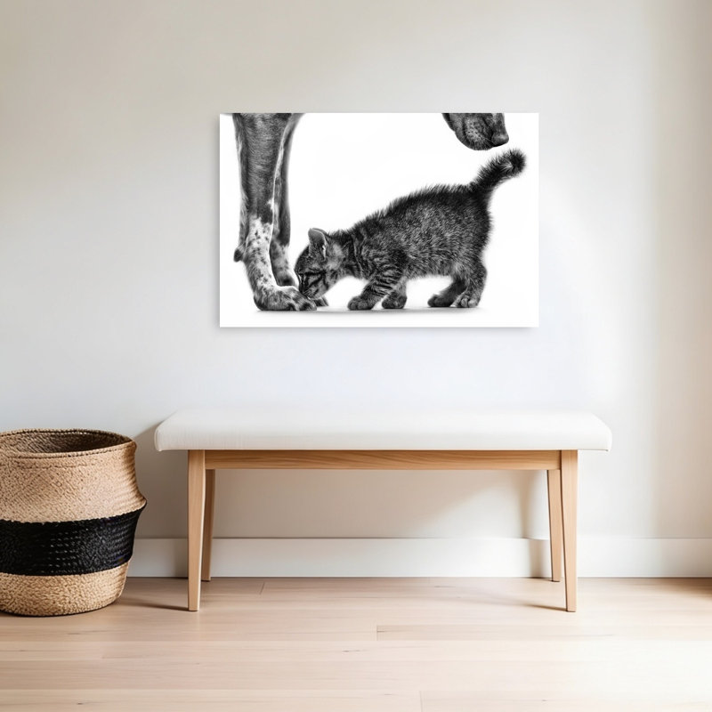Gentle Dog Kitten Contemporary Cat Dog Wall Art Print, 60.96cm H x 91.44cm W