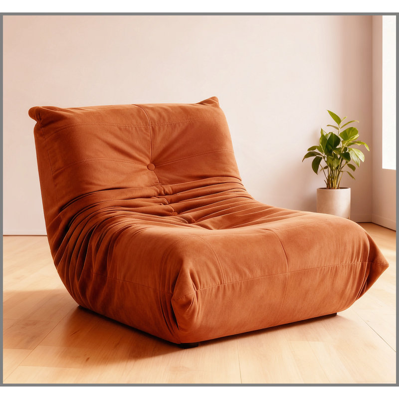 Chaise d'appoint luxueuse luxueuse en microfibre orange capitonnée, Orange