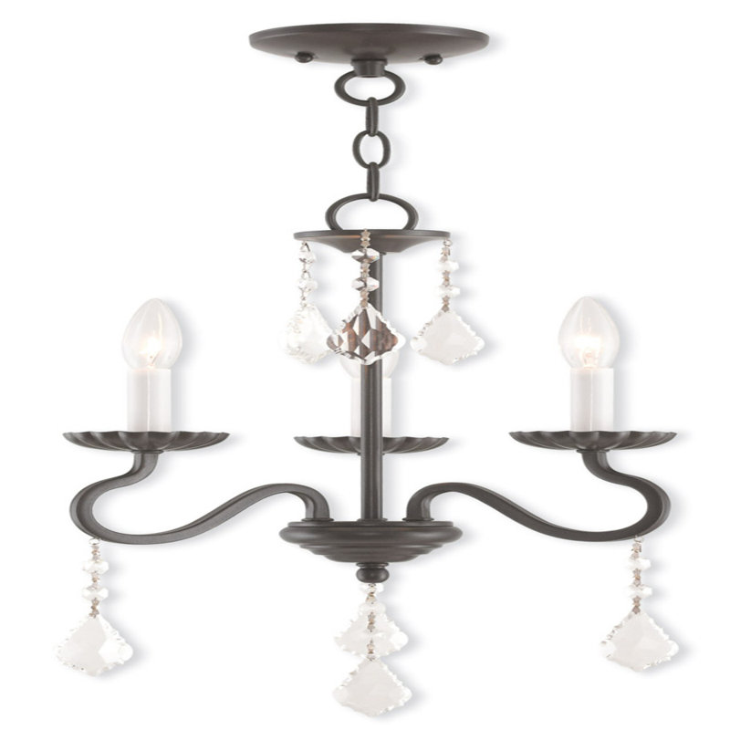 Lustre classique à 3 lumières de style bougie, Bronze anglais