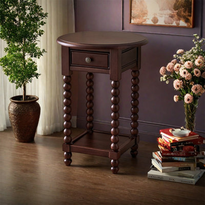 Vintage solid wood flower stand Round plant stand by Sleek Surface Designs