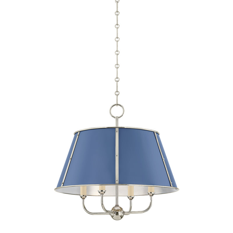 Lustre Cambridge Soft Crimson par Mark D. Sikes, H 19,5 po x l 20,25 po x P 20,25 po, Nickel / Bleu, 4 lumières