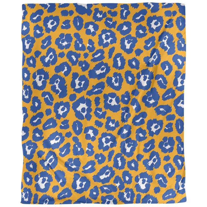 Housse de couette simple à imprimé léopard, Microfibre, Housse de couette pour grand lit, Jaune / bleu marine