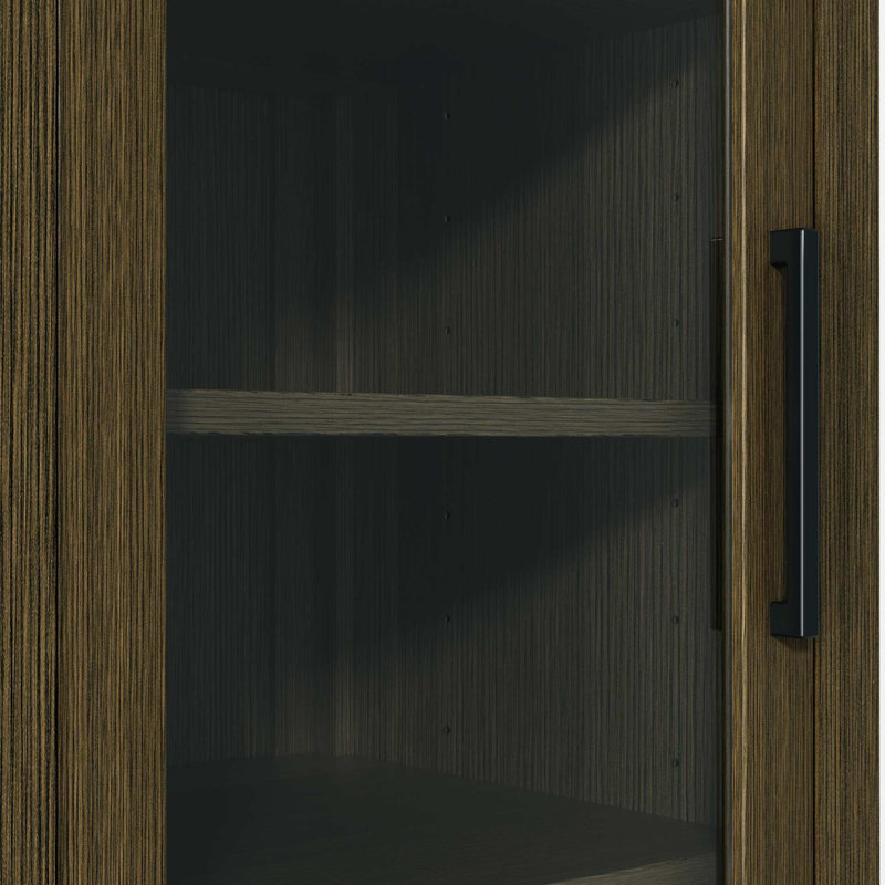 16 Inch Bath Storage Glass Cabinet in Chestnut Brown, Chestnut Brown, 72" H x 16" W x 72" D