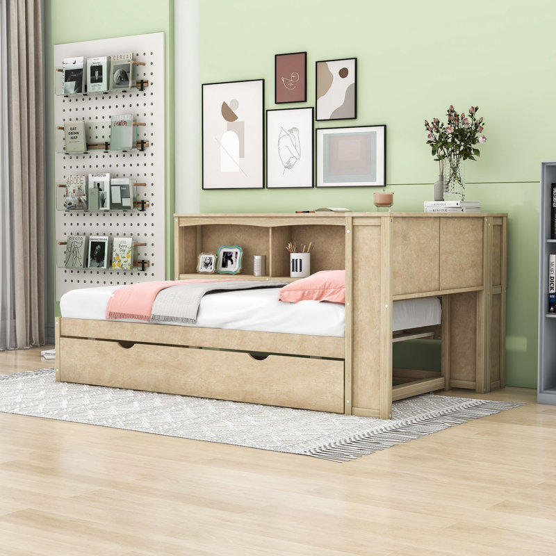 Lit de jour simple en bois avec couchette et ports USB Andalusia, Bois