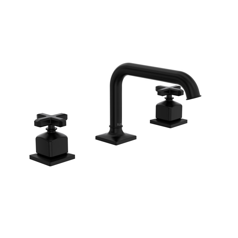Apothecary Widespread Lavatory Faucet With U-Spout, Matte Black, Cross