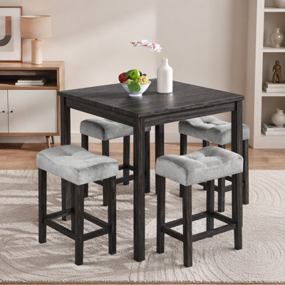 Dining Table, Bar Table And Chairs Set, 5 Piece Dining Table Set, Industrial Breakfast Table Set, For Living Room, Dining Room, Game Room