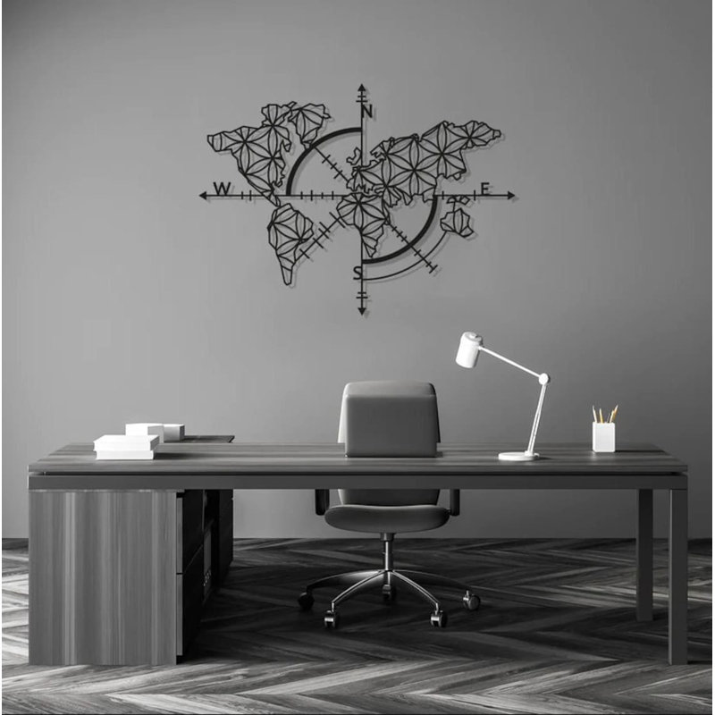 World Map Compass Continent Wall Décor