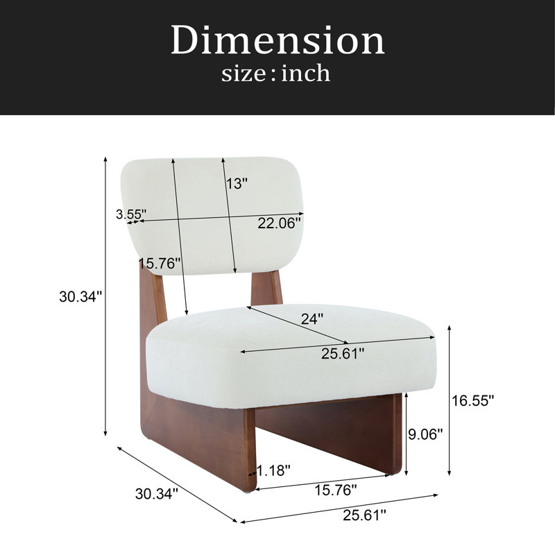 [Ensemble de 2] Méridienne beige moderne avec revêtement en polyester, base en bois robuste avec finition noyer, siège d'appoint minimaliste et élégant pour le salon, la chambre à coucher ou le bureau
